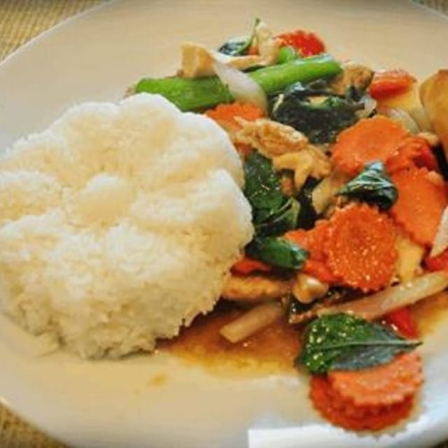 Lunch Stir Fried Spicy Basil.